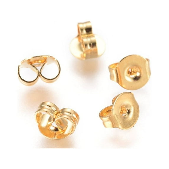 100pc Vacuum Plating 304 Stainless Steel Ear Nuts Butterfly Earring Backs for Post Earrings Golden 4.5x5x3mm Hole: 0.7mm