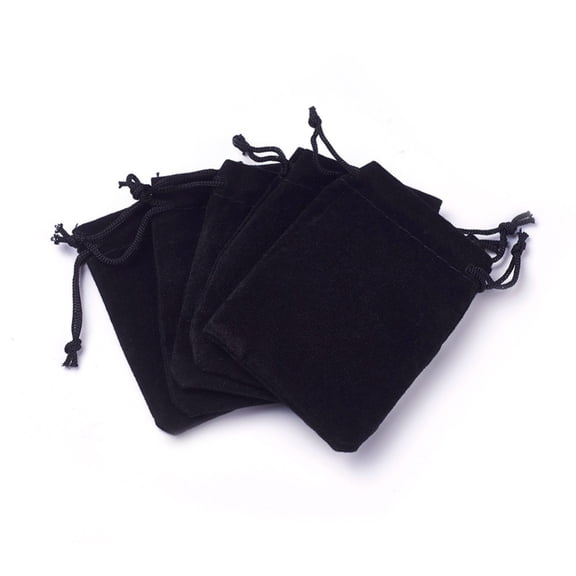 100pc Velvet Cloth Drawstring Bags Jewelry Bags Christmas Party Wedding Candy Gift Bags Black 7x5cm