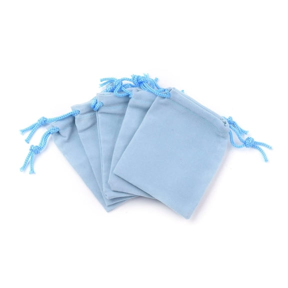 100pc Velvet Cloth Drawstring Bags Jewelry Bags Christmas Party Wedding Candy Gift Bags Light Sky Blue 9x7cm
