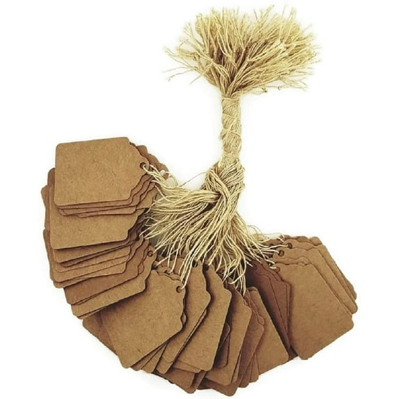 100pcs 1 1/4" x 1 7/8" 32 x 47mm Kraft Gift Marking Tags Price Labels Display Tags Strung for Crafts & Gifts. Personalize & Price Your Merchandise