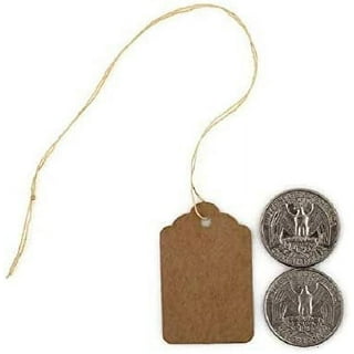 Blank Kraft Strung Merchandise Pricing Tags with String, Brown #8 Tags,  1.75 W x 2.875 H, 50 Pack