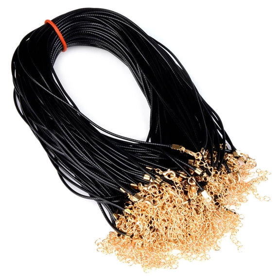 100pcs 1.5/2mm Leathers Cord Necklace with Clasp Adjustable Braided Rope for Jewelry Making Necklace Supply