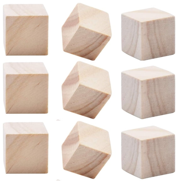 100pcs 1.5CMSquare Blocks Unfinished Cubic Wooden -Wood Cubes, for Math Counting Craft Game