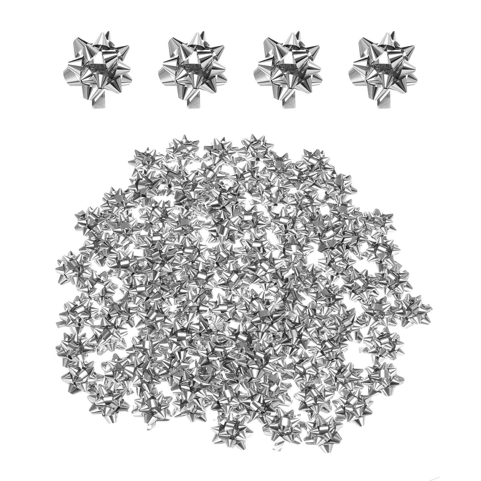 100pcs 1" Mini Star Gift Bows Small Metallic Christmas Bows for Gift