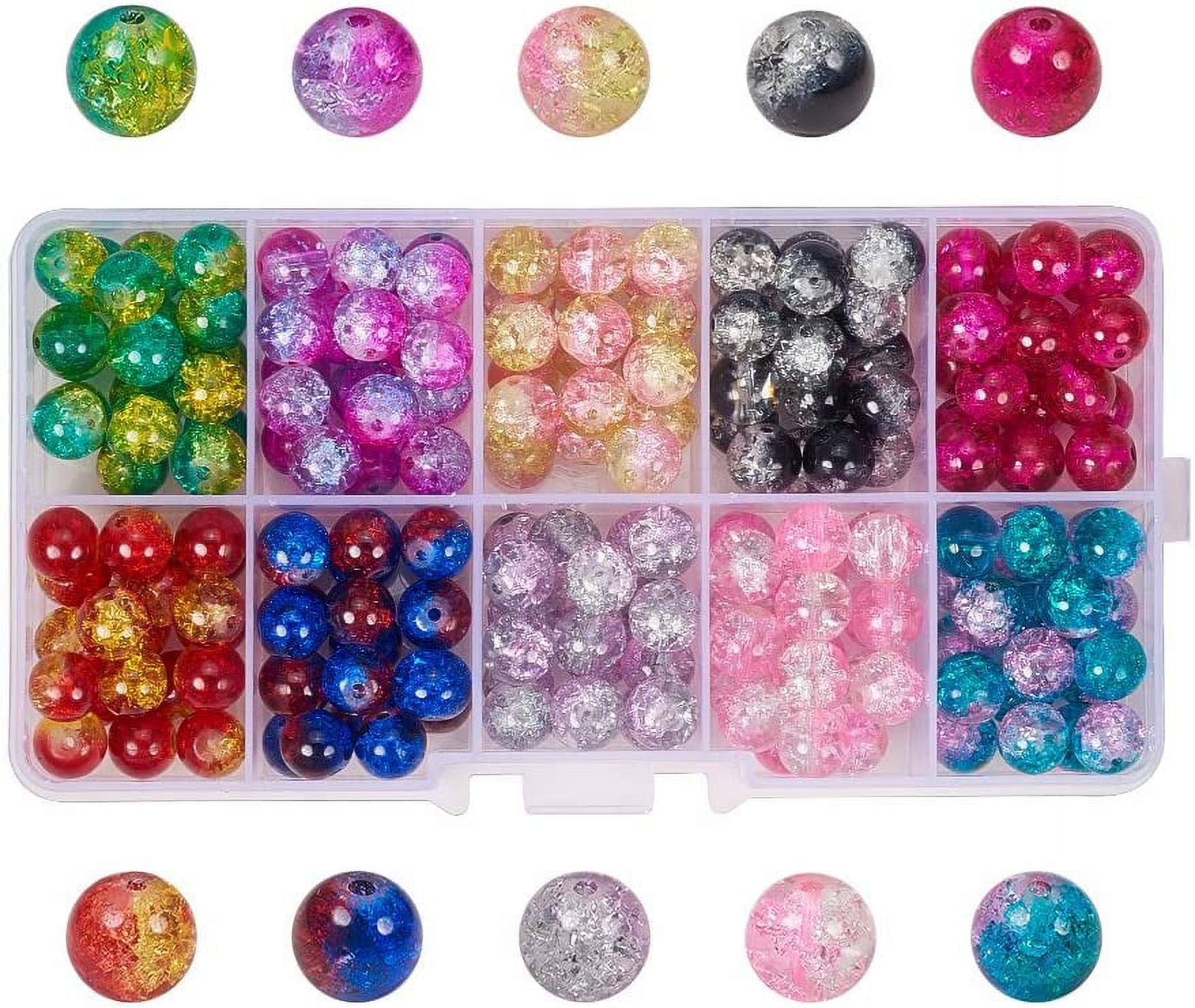100pcs 10 Color Crackle Glass Beads 10mm Handcrafted Lampwork