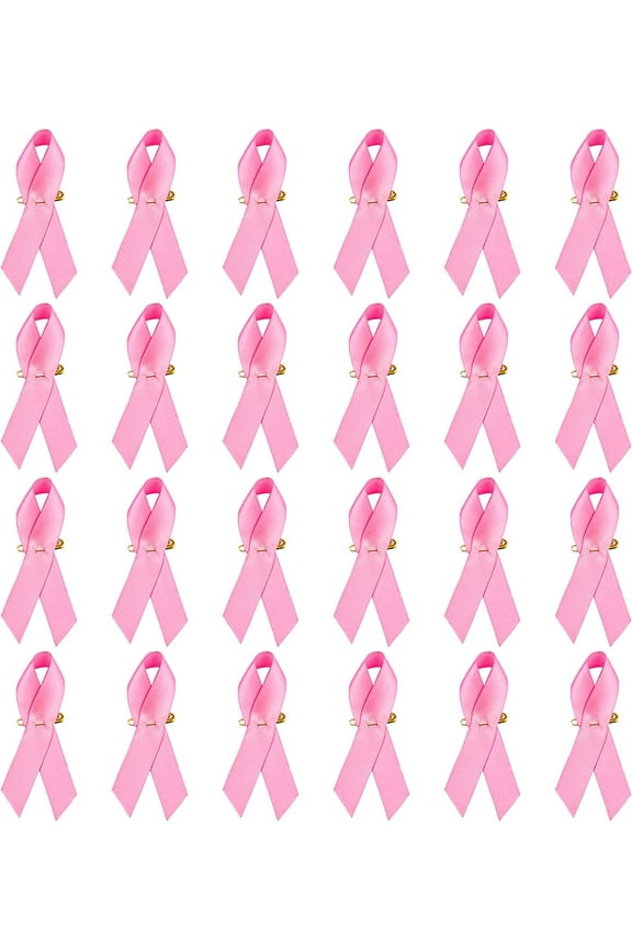 100pcs 100 Pcs HotPink Ribbons Satin Pins Breast Cancer Awareness Lapel Pins Ribbons with Safety Pins for Breast Cancer Charity Event Supplies