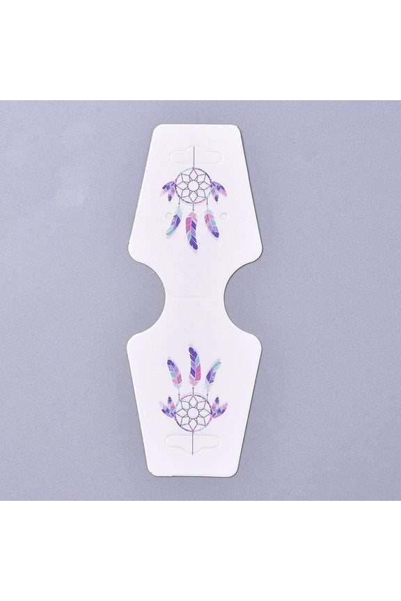 100pcs 100Pcs Paper Jewelry Display Card Colorful Cardboard Fold Over Display Hanging Card Feather Pattern Selling Card for Bracelet Ring Pendant DIY