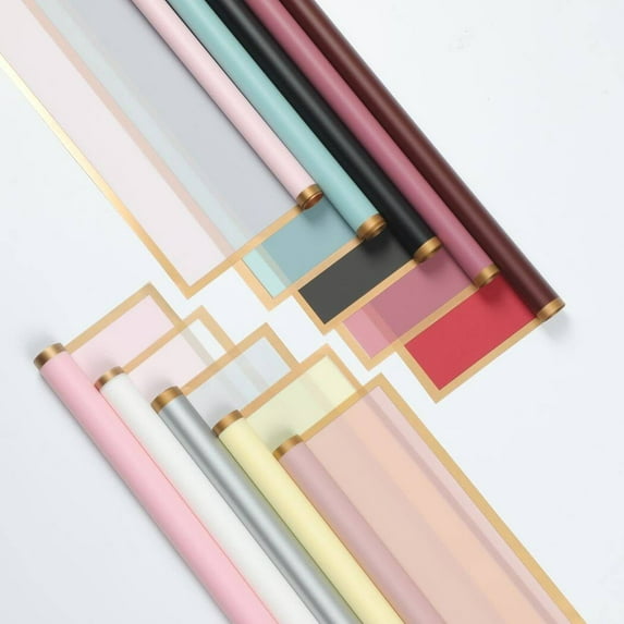 100pcs 10Colors Wrapping Paper, Waterproof Flowers Packaging Paper, DIY Wrapping Sheets for Gift Box Florist Bouquet 23 x 23 in