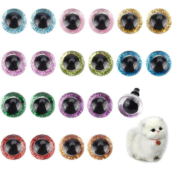 100pcs 10mm Glitter Safety Eyes Amigurumi Craft with Washers