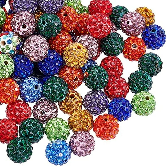 100pcs 10mm Rhinestone Clay Beads Clay Pave Disco Ball Clay Beads for Jewelry Making - Mixed Color
