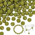 thumbnail image 1 of 100pcs 10mm Round Olivine Polymer Clay + Glass Rhinestone Beads for Jewelry Making DIY Crafts Christmas Decor, 1 of 9