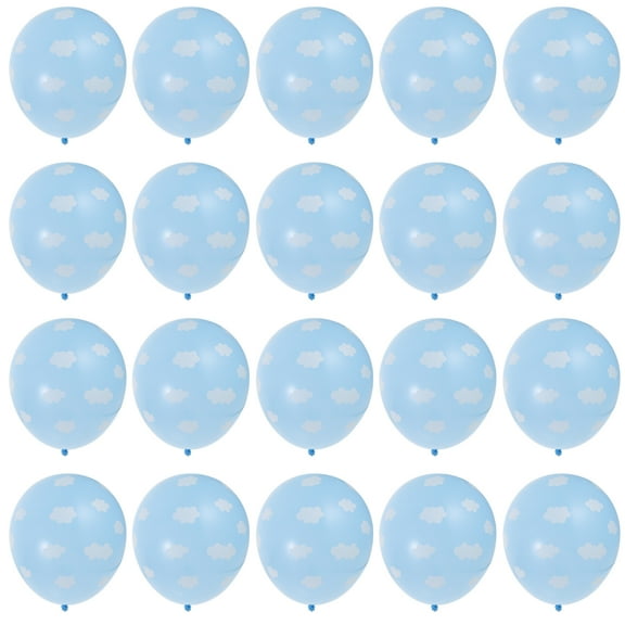 100pcs 12 Inch Latex Balloons Sky Clouds Printed Latex Balloon Party Wedding Decoration (Blue)