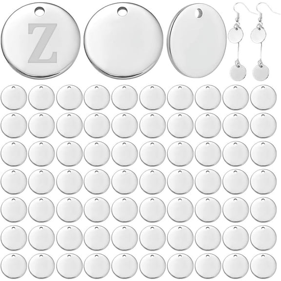 100pcs 12mm 304 Stainless Steel Stamping Blank Tag Pendants Flat Round Metal Discs Blank Bar Stamping Discs Blank Name Pendant for DIY Necklaces Bracelets Handmade Jewelry Making