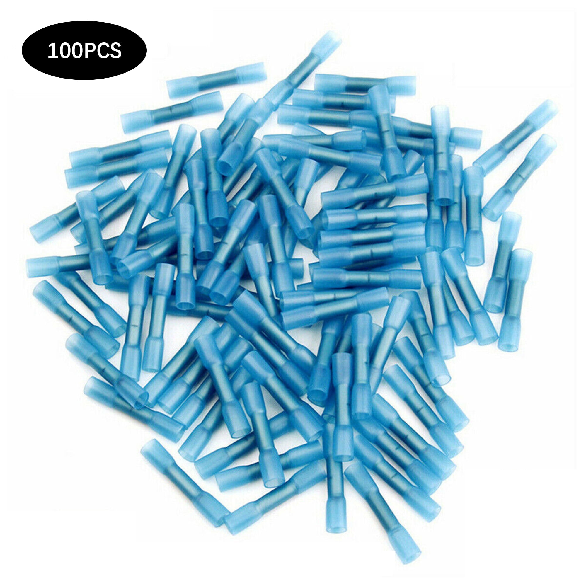 100pcs 1416 Gauge Blue AWG Heat Shrink Butt Splice Wire Connectors