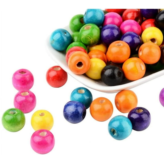 100pcs 14mm Colored Round Wood Beads Wood Craft Beads for Jewelry Making