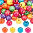 thumbnail image 1 of 100pcs 14x13mm Colored Round Wood Craft Beads for Jewelry Making DIY Crafts Decoration, 1 of 6