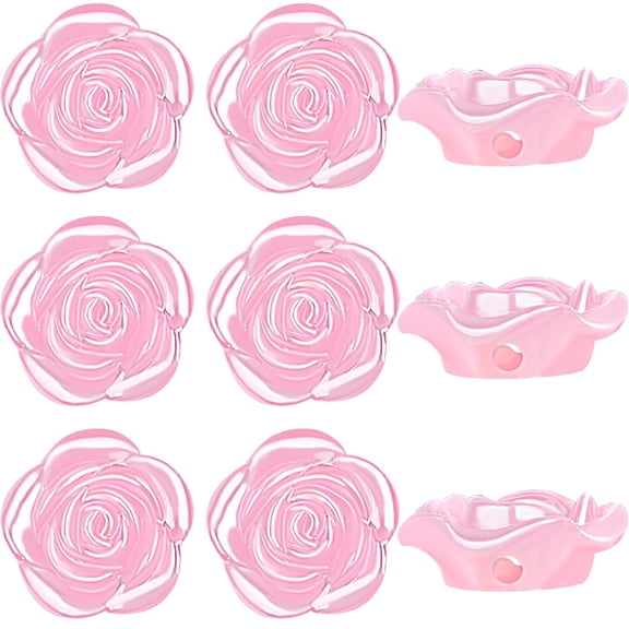 100pcs 15 mm ABS Plastic Rose Flower Beads Lovely Roseflower Shaped Spacer Beads Pink Roses Floral Loose Beads Bulk for DIY Necklace Bracelet Craft Projects Decor Supplies