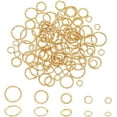 thumbnail image 1 of 100pcs 18K Gold Plated Jump Rings 5 Sizes Twisty Open Jump Rings 5/6/8/10/12mm Brass O Rings Textured Golden Rings Connector, 1 of 6