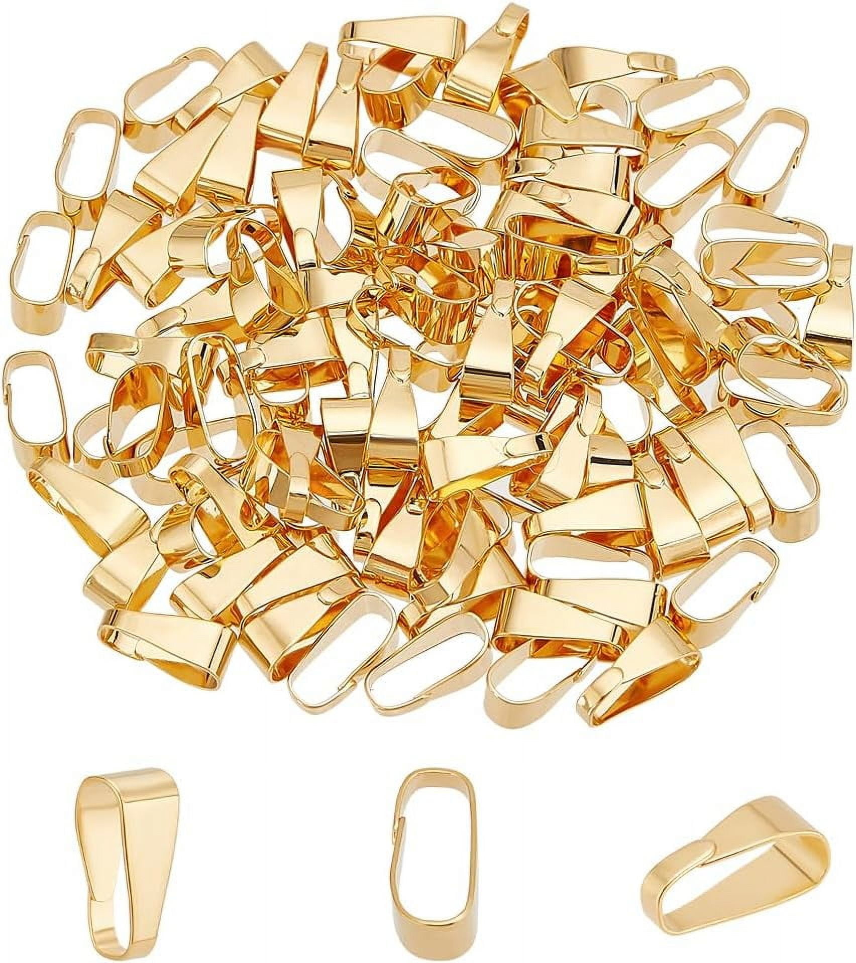 100pcs 18K Gold Plated Snap Bail Hook Pinch 10x4mm Brass Pendant Clasp ...