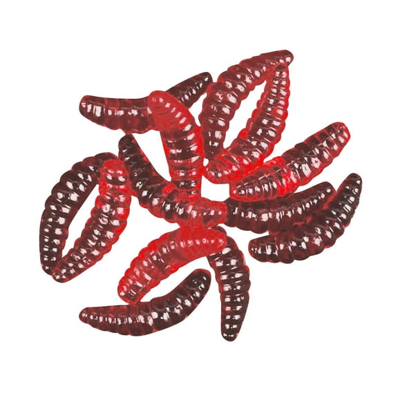 100pcs-1Inch Bass Fishing Worms Lures,Silicone Soft Maggot Baits Bread Worm Fishing Lure for Fishing Peche Maggot Grub Fishing Gear,Red