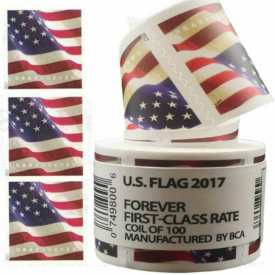 100pcs/1Roll American Flag Stamps 2017 Forever US Flag Stamps Sealed
