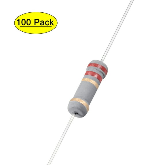 100pcs 1W 2.2 Ohm Carbon Film Resistor 5% Tolerance 4 Color Bands