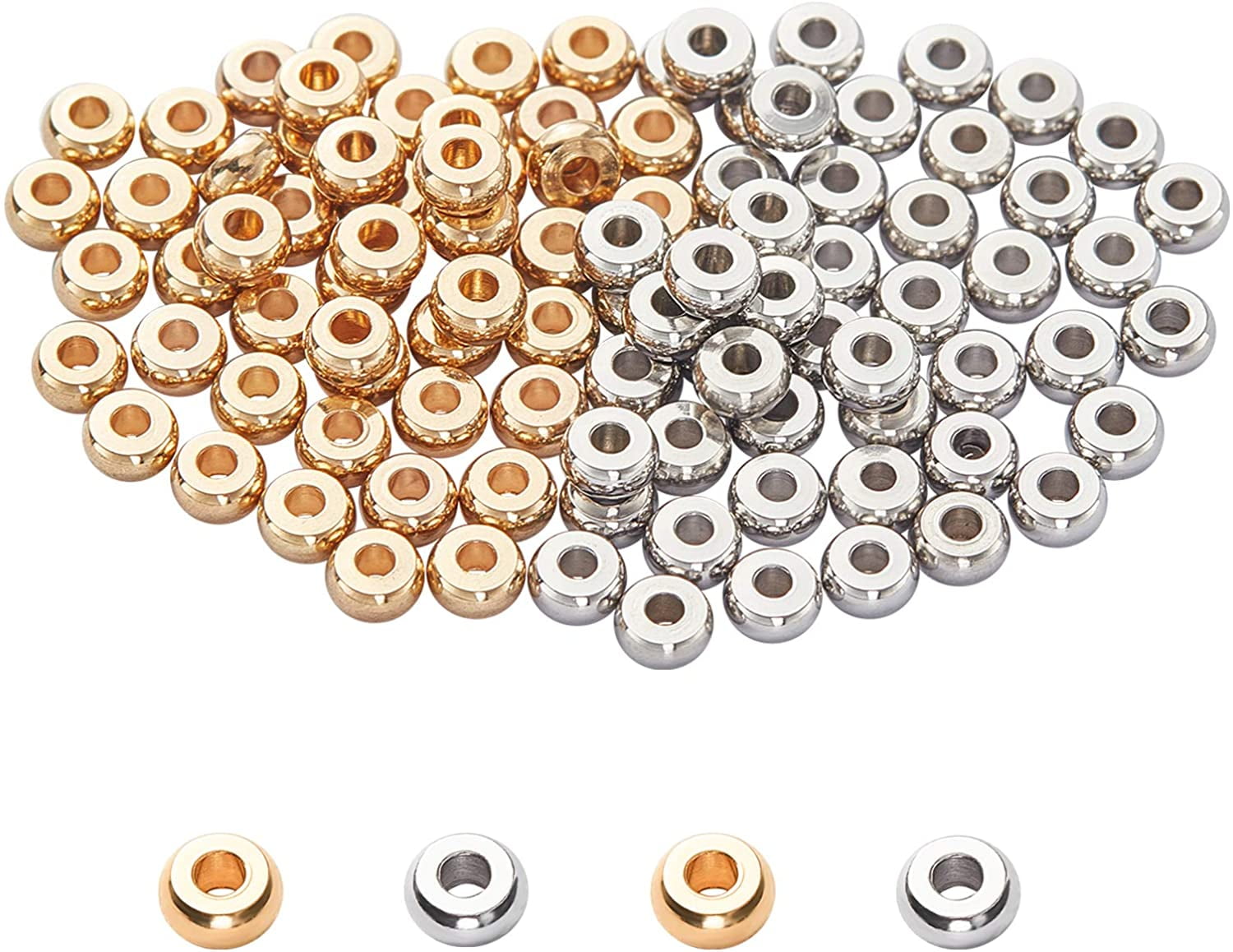 Metal Beads Spacer Beads 4mm Spacers Metal Spacer Bead Gold Spacers Antique  Gold Beads 100pcs 5600 