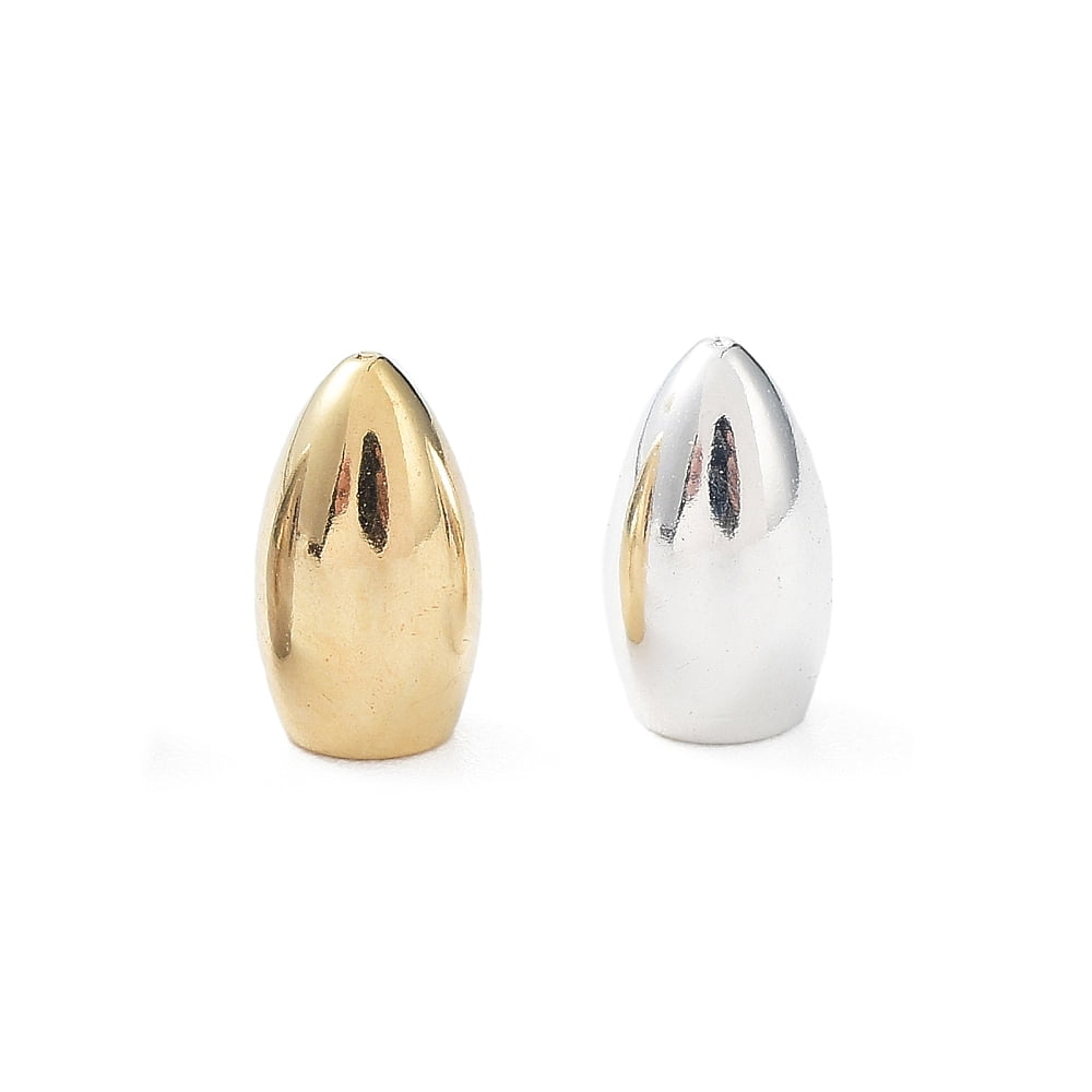 100pcs 2 colors 201 Stainless Steel Cord End Horse Eye Golden & Silver color 7x4mm Hole:2mm