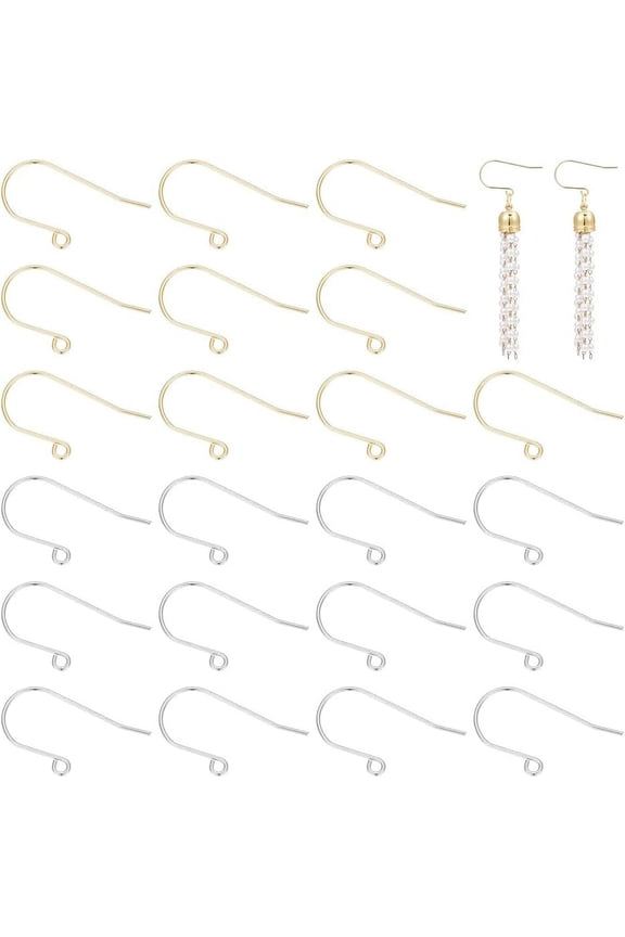 100pcs 2 colors Stainless Steel Earring Hooks Ear Wire with Horizontal Loops Earwire Hooks Metal Earring Hooks for DIY Earring Jewelry Making Supplies