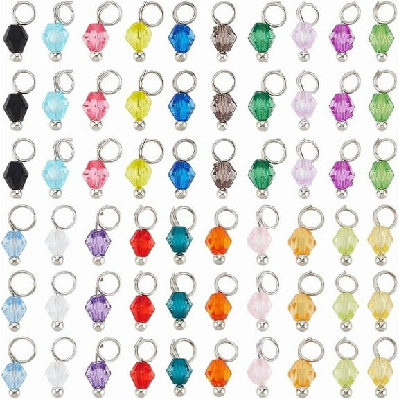 100pcs 20 Colors Crystal Dangle Charms Pendants 4mm Crystal Bead Charms Glass Bicone Bead Charms Tiny Crystal Bead Dangles for DIY Earring Necklace Bracelet Jewelry Making