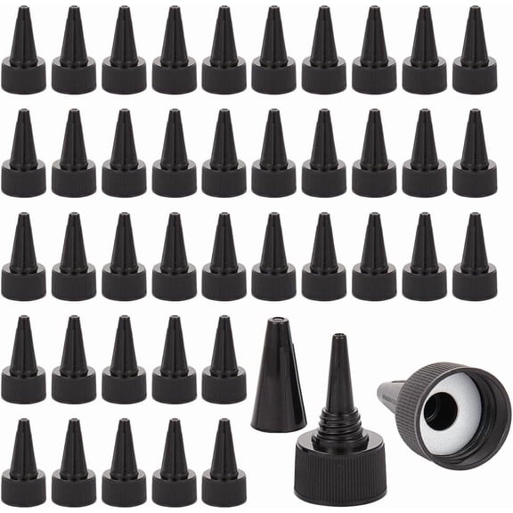 100pcs 24/410 Squeeze Bottle Caps Black Bottle Cap Replacement 0.9 Inch ID Plastic Bottles Squeezing Heads Plastic Twist Caps for DIY Making