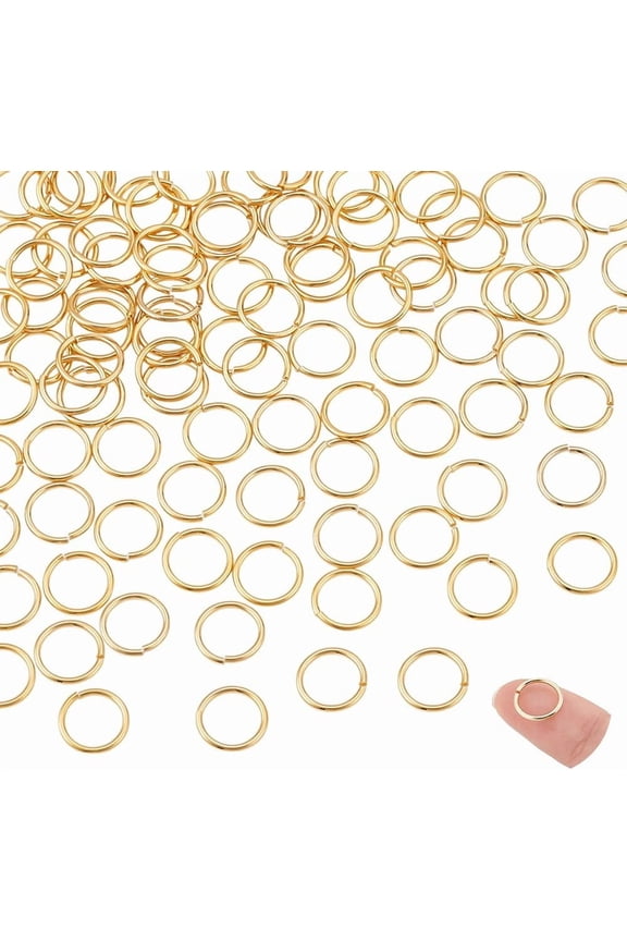 100pcs 24K Gold Plated Brass Jump Rings 10mm Open Jump Rings O Rings Golden Linking Ring 18 Guage Metal Rings Jewellery Connectors for Necklace Bracelet Making DIY Handicrafts