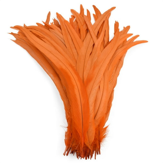 100pcs 25-40cm Wholesale Rooster Feathers Wedding Crafts DIY Natural Feather Handwork Party Plume Carnival Headwear Decoration Orange 25-30cm