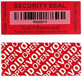100pcs Red Void Tamper Evident Security Stickers - 25x60mm, Total Transfer With Barcode
