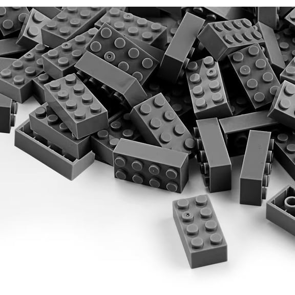 100pcs 2x4 Bricks Dark Gray Pieces Grey Classic Building Blocks Creative Play Set Toy Accessories Compatible with Major Brick Brands