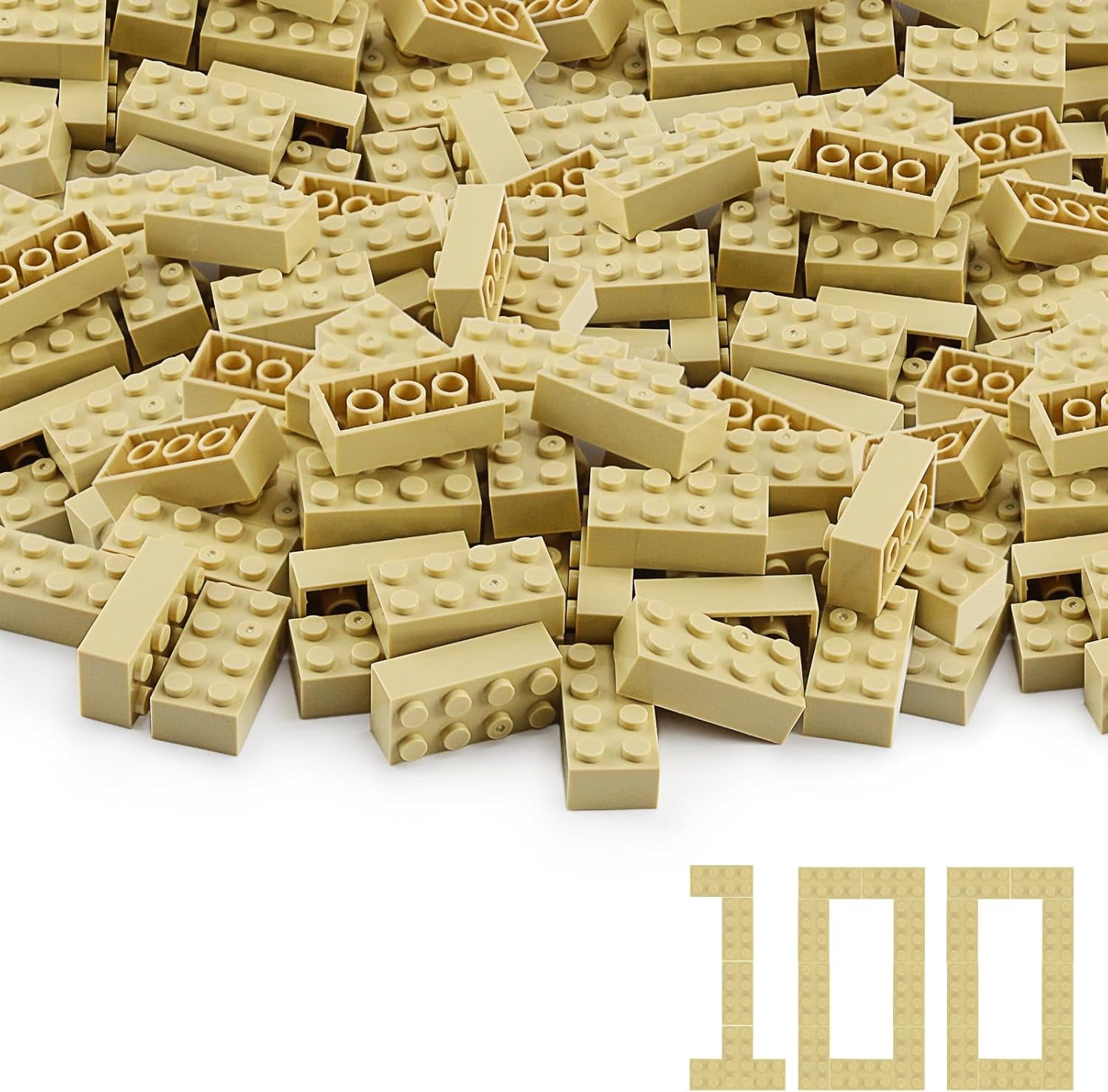 100pcs 2x4 Bricks Tan Parts Pieces Classic Building kit Creative Set ...
