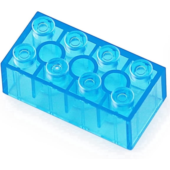 100pcs 2x4 Bricks Trans-Medium Blue Pieces Parts Building kit Creative Play Set Blocks Classic Toy Accessories Compatible with 3001 Major Brands