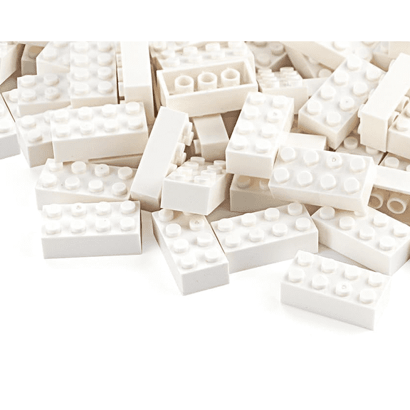 100pcs 2x4 Bricks White Pieces Parts Classic Building Blocks Creative Play Set Toy Accessories Combine with 3001 Major Brick Brands
