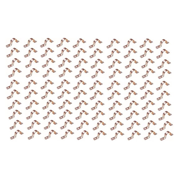 (100pcs) 3/4" Genuine Real Copper Pipe Strap Clamp Hanger with Two Holes, Plain Surface, Real Copper LF Pressure Pipe Fitting for Residential,