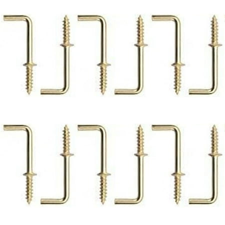 100pcs 3/4 Inch Right Angle Screw Hooks Square Bend Hooks Self-Tapping Scew Hook for Hanging, Gold
