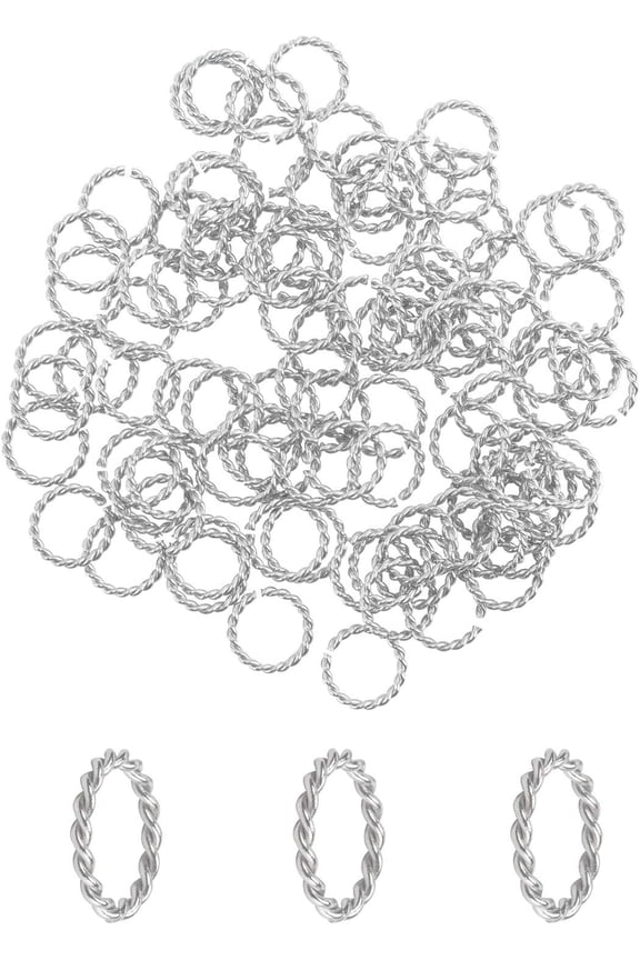 100pcs 304 Stainless Steel Close but Unsoldered Jump Rings Open Jump Rings Twisted Connector Rings for Necklace DIY Jewelry Making 12x1.5mm DIY