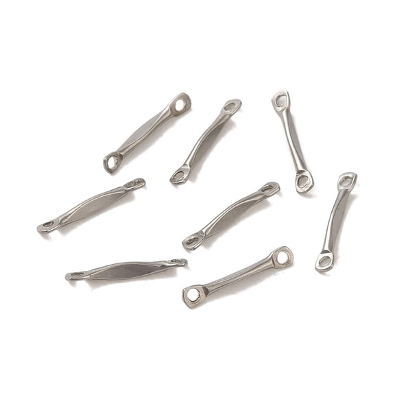 100pcs 304 Stainless Steel Connector Charms Flat Bar Links Stainless Steel Color 13x2.5x1mm Hole: 1.2mm