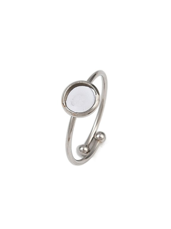 100pcs 304 Stainless Steel Cuff Ring Components Bezel Cup Ring Settings Flat Round Stainless Steel color Tray: 8mm Inner Diameter: 18mm