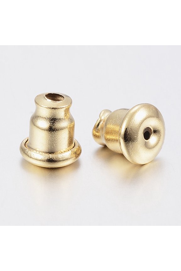 100pcs 304 Stainless Steel Ear Nuts Earring Backs golden 5.5x5mm Hole: 0.8mm