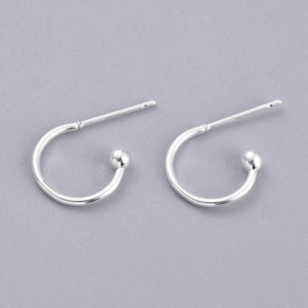 100pcs 304 Stainless Steel Earring Hooks Silver 12.5x18.5x2.5mm Pin: 0.8mm DIY