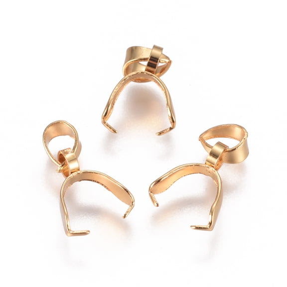 100pcs 304 Stainless Steel Ice Pick Pinch Bails Golden 11x3mm Hole: 3.5x4.5mm Pin: 0.4x0.6mm