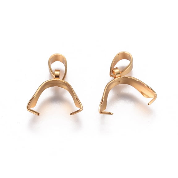 100pcs 304 Stainless Steel Ice Pick Pinch Bails Golden 12.5x4.5mm Hole: 3.5x5mm Pin: 0.4x0.7mm 304 Stainless Steel