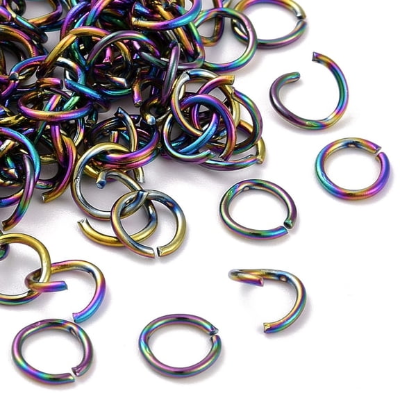 100pcs 304 Stainless Steel Open Jump Rings Rainbow color 20 Gauge 6x0.8mm Inner Diameter: 4.4mm