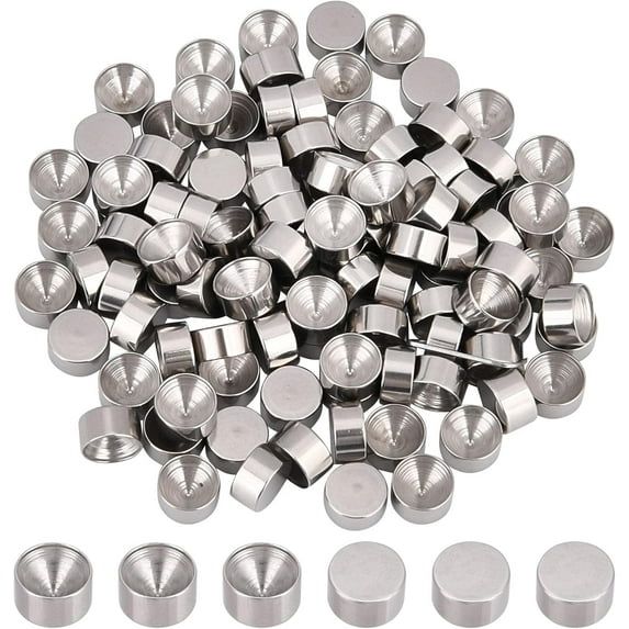 100pcs 304 Stainless Steel Rhinestone Settings Flat Round Stainless Steel color Fit for 4mm Rhinestone 6x2.5mm