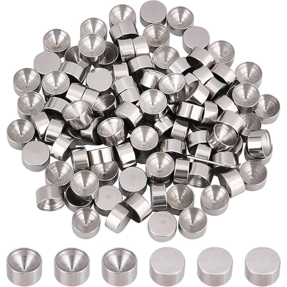 100pcs 304 Stainless Steel Rhinestone Settings Flat Round Stainless Steel color Fit for 4mm Rhinestone 6x2.5mm